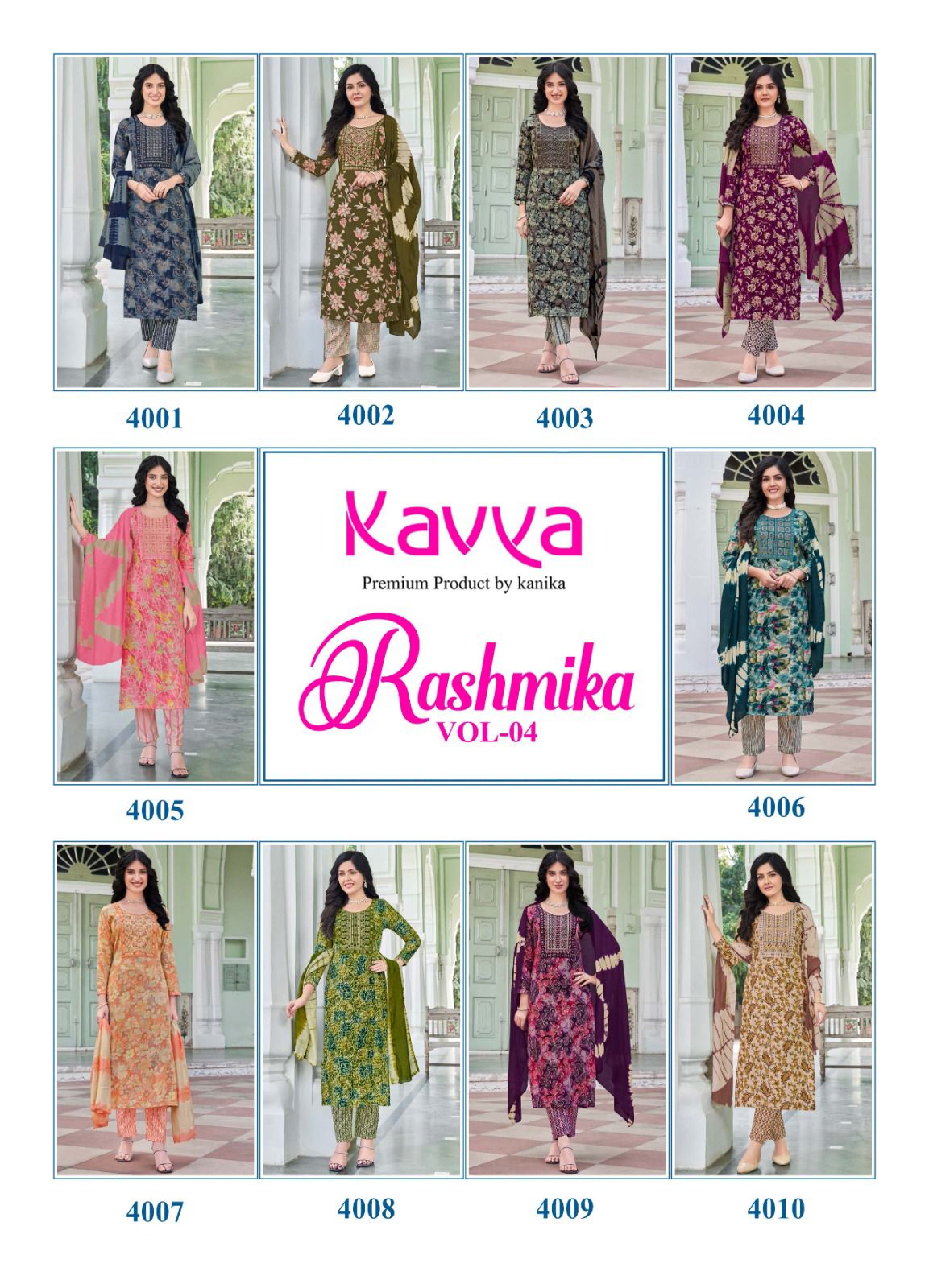 Rashmika Vol 04 By Kavya Rayon Foil Printed Kurti With Bottom Dupatta Wholesale Online
